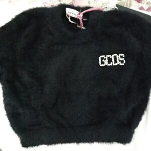 Designer GCDF Black elegant Fuzzy Sweater, made in Italy